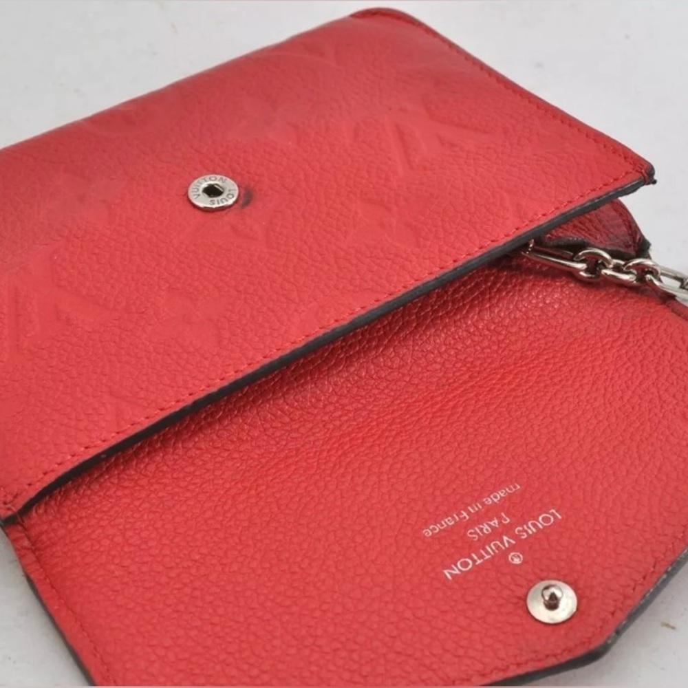♥️Louis Vuitton Red Monogram Empreinte Pochette Cles Coin Purse/Wallet |PRELOVED - Picture 10 of 16